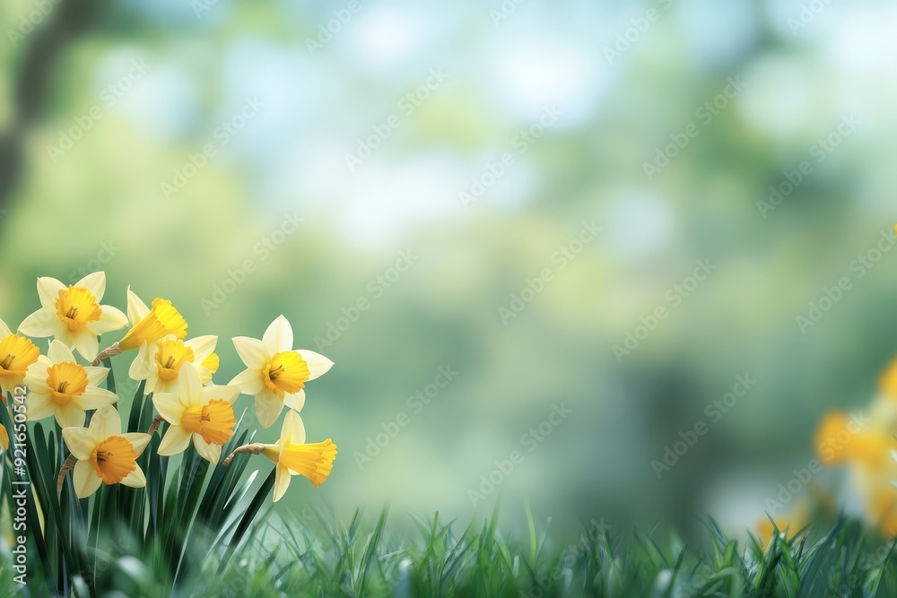 Fototapeta premium Vibrant Spring Flowers with Blurred Background