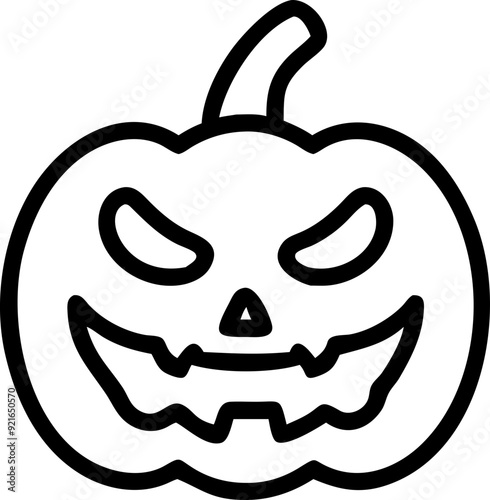spooky halloween jack-o-lantern pumpkin carving illustration - scary grinning face