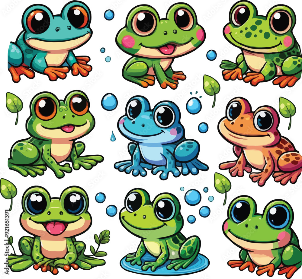 Obraz premium set of funny cartoon frogs