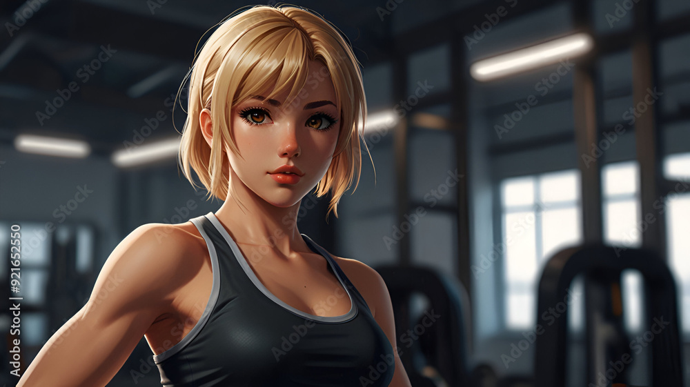 anime trainer fitness illustration. anime trainer fitness illustration.