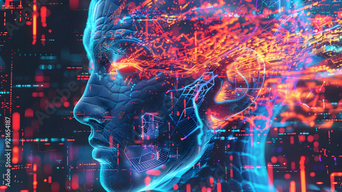 Wallpaper Mural Digital Human Head Abstract Illustration Torontodigital.ca