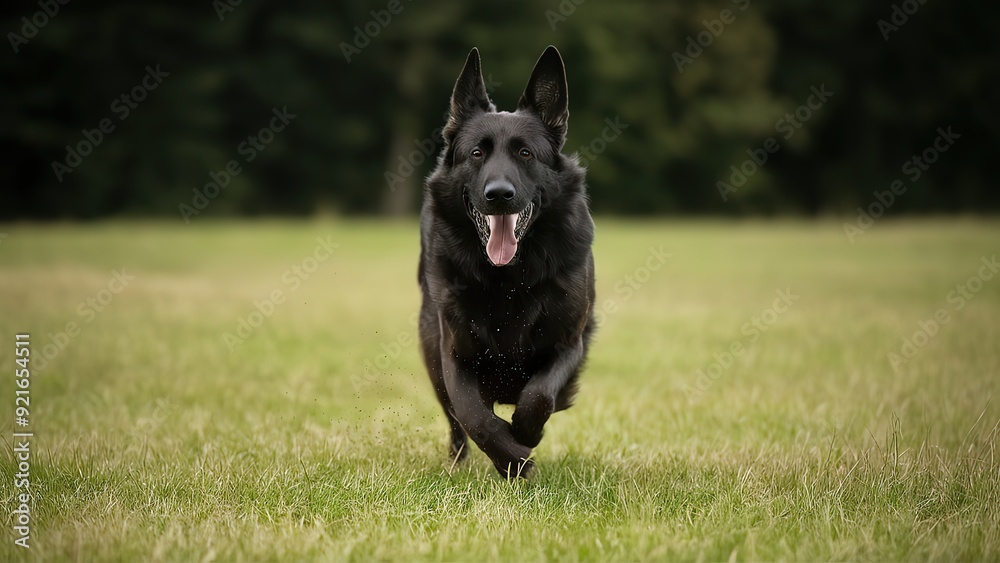 black sheepdog is running in the garden black sheepdog is running in the garden