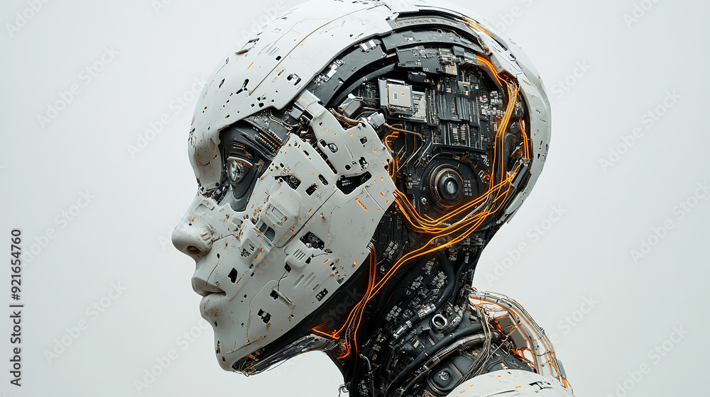 Fototapeta premium An intricate tapestry woven from glowing circuits and AI chips, representing the interconnectedness of modern technology.