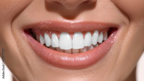 beautiful smile, showing white teeth after a dental whitening session