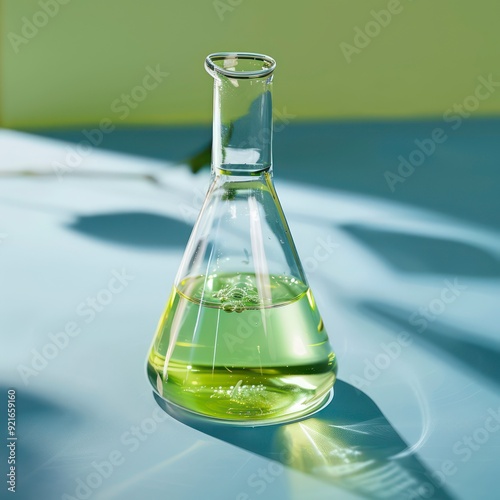 labglass conical flask narrow neck isolated on a flat background  photo