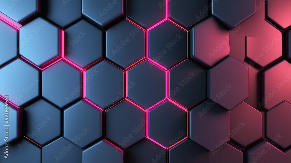 Futuristic hexagon pattern with vibrant neon lighting, showcasing dynamic energy and depth, creating a stunning visual display Futuristic hexagon pattern with vibrant neon lighting, showcasing dynamic energy and depth, creating a stunning visual display
