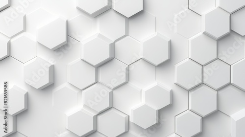 Geometric 3D hexagon pattern, soft monochrome tones, embossed design, nuanced shadows, sleek and sophisticated