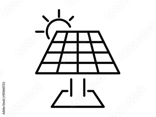 Solar panel icon design outline style, editable stroke