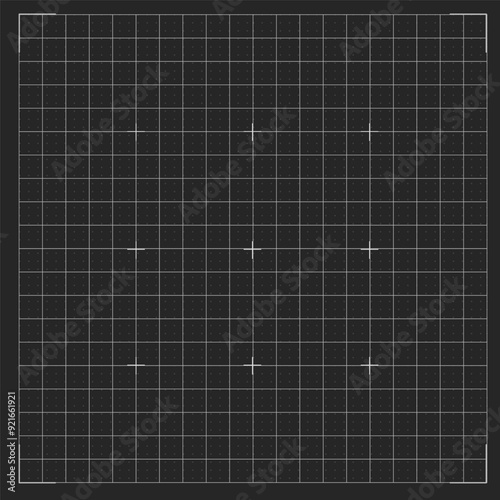Hud grid game panel. Graph with dots, lines. Digital screen interface display, electronic grid for futuristic user system.GUI digital hi tech visor backdrop template