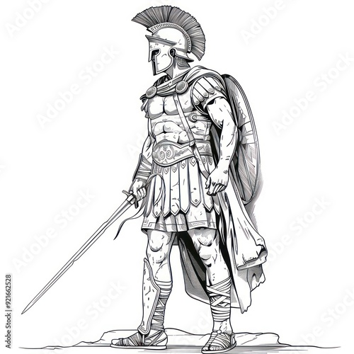 full body sketch brave soldier of rome ancient