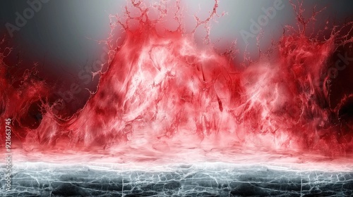 Fiery Abstract Artwork: Intense Red and Black Dynamic Composition
