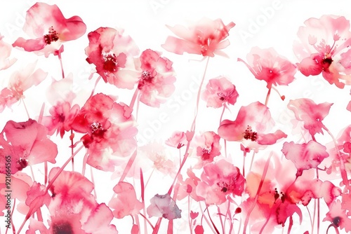 pink watercolor flowers on white background