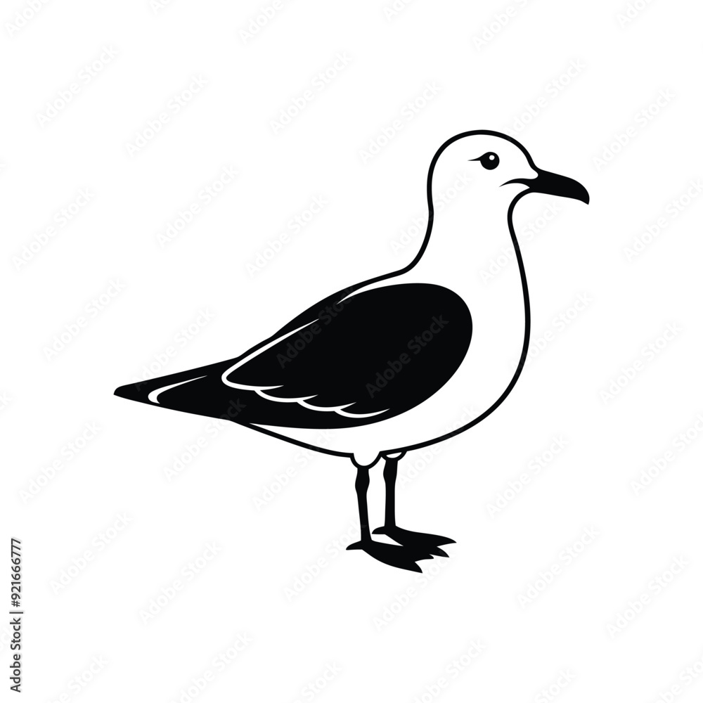 Black standing seagull Vector icon isolated on white background Black standing seagull Vector icon isolated on white background