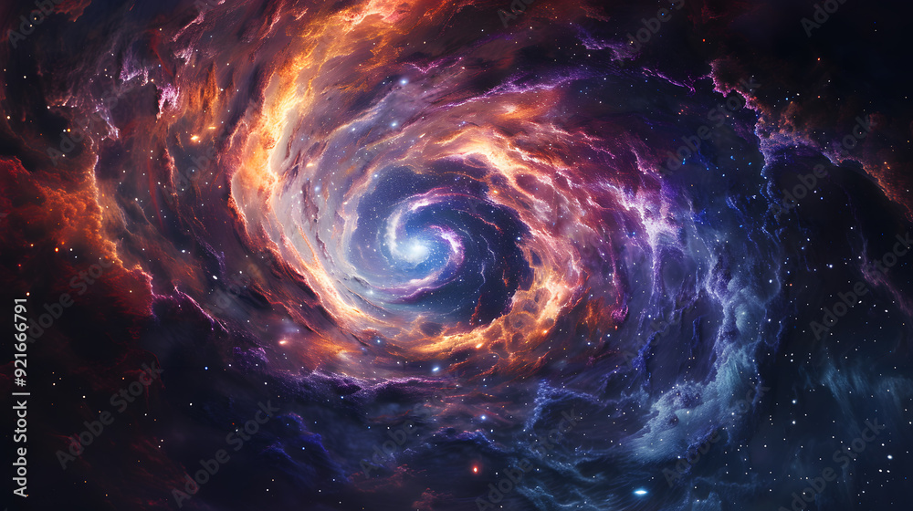 A swirling cosmic explosion of the birth of a star. digital art illustration A swirling cosmic explosion of the birth of a star. digital art illustration