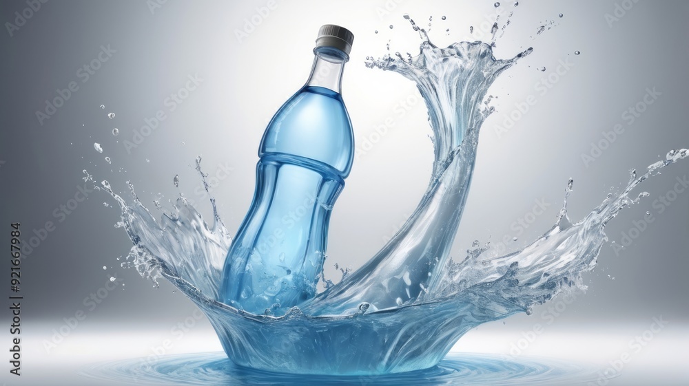 Image 3D Demo of drinking water that creates a refreshing splash. Image 3D Demo of drinking water that creates a refreshing splash.