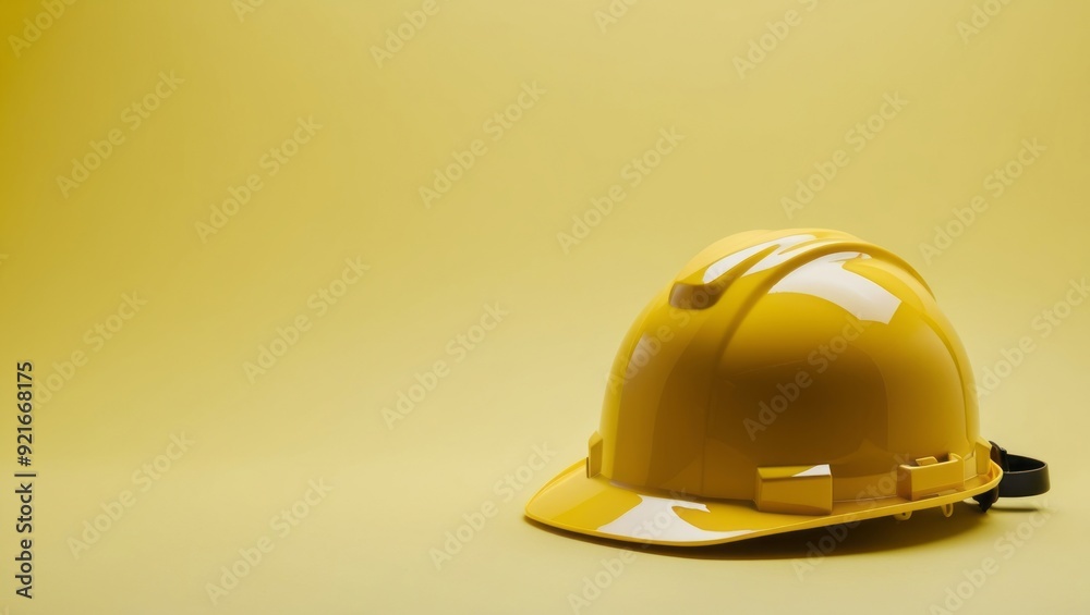 Yellow safety helmet on yellow background. Head protection helmet for construction worker safety. Yellow safety helmet on yellow background. Head protection helmet for construction worker safety.
