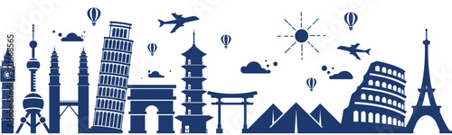 Tour travel around the world illustration