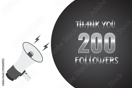 200  followers celebration. Thank you 200 followers congratulation template banner. banner for social 200 friends and followers. celebrate subscribers and followers.
