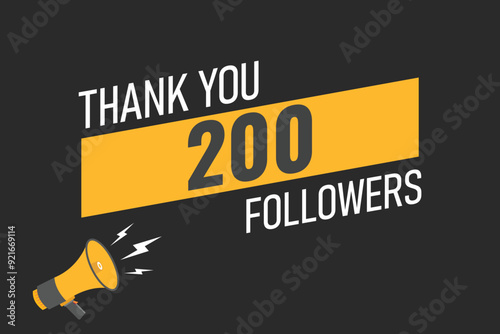 200  followers celebration. Thank you 200 followers congratulation template banner. banner for social 200 friends and followers. celebrate subscribers and followers.
