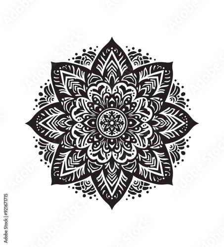 mandala vector style,silhouette vector,black and white color photo