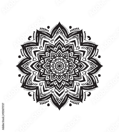 mandala vector style,silhouette vector,black and white color photo