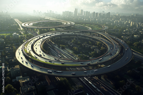 Obraz na płótnie Ring Road System Orbiting the City: A Modern Transportation Marvel