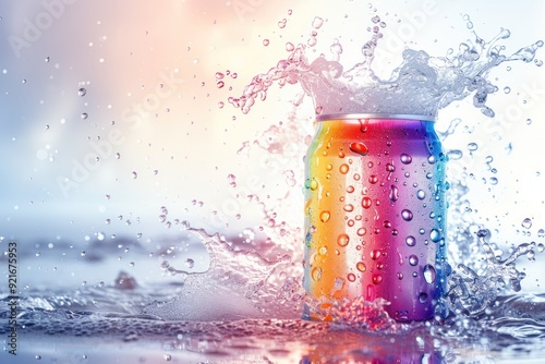 Rainbow Can with Water Splash