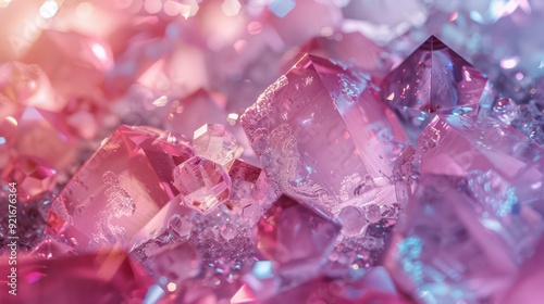 pink crystals and diamonds composing the scene