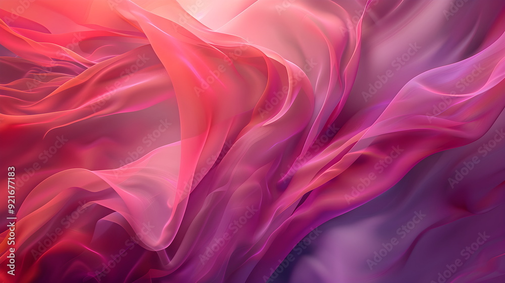 Abstract wave in iridescent neon-rainbow shades, pink, purple, red, blue. Waves of smoke or fabric flying in the wind. Iridescent fabric, holographic texture. Banner background with space for text Abstract wave in iridescent neon-rainbow shades, pink, purple, red, blue. Waves of smoke or fabric flying in the wind. Iridescent fabric, holographic texture. Banner background with space for text
