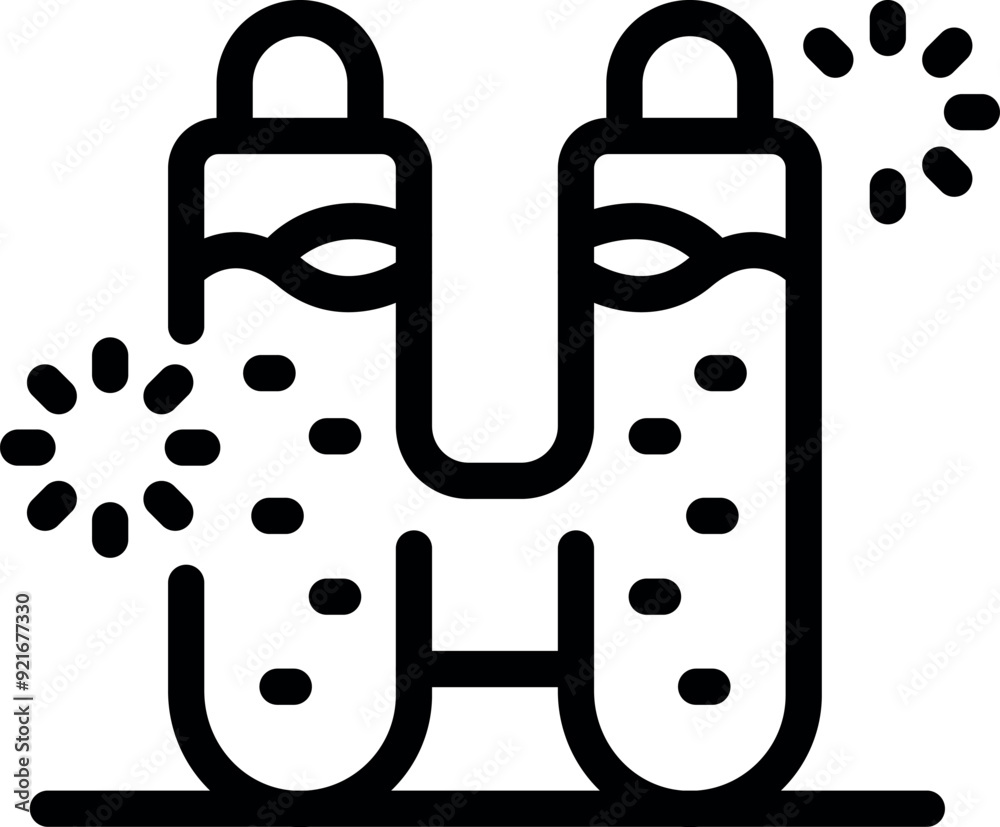 Line icon of two test tubes with liquid inside, representing a chemical reaction Line icon of two test tubes with liquid inside, representing a chemical reaction