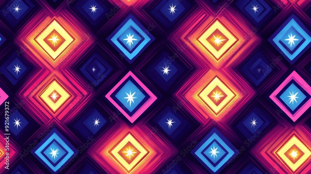 seamless pattern, Retrostyle geometric pattern with bold lines and vibrant neon colors seamless pattern, Retrostyle geometric pattern with bold lines and vibrant neon colors