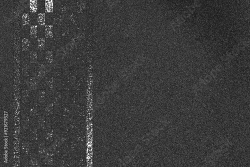 Fotografia Marquage sur asphalte, damier de ligne de départ