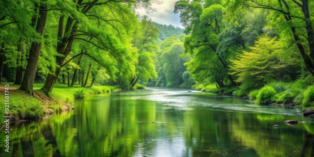 River flowing gently through lush green forest, nature, water, trees, environment, peaceful, landscape, refreshing, serene River flowing gently through lush green forest, nature, water, trees, environment, peaceful, landscape, refreshing, serene
