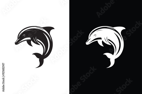 Dolphin logo design vector silhouette illustration. Dolphin icon illustration