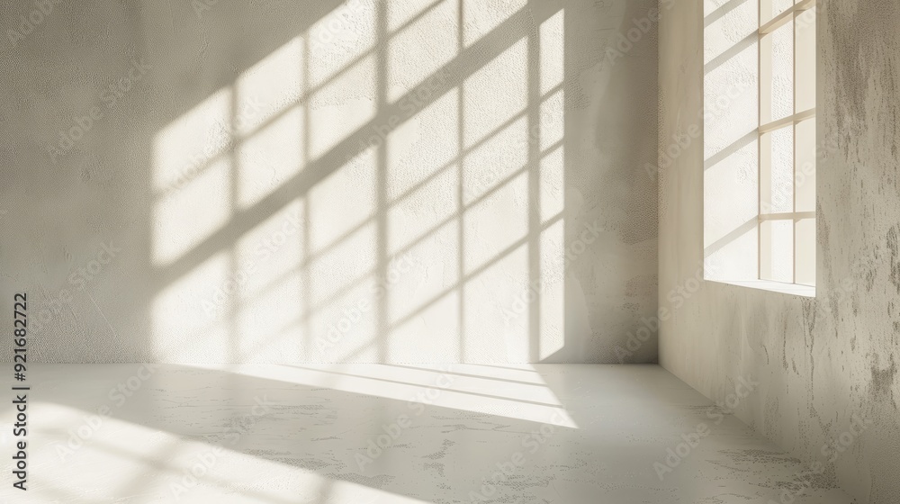 Minimalist Interior with Sunlight Casting Shadows on Wall Minimalist Interior with Sunlight Casting Shadows on Wall
