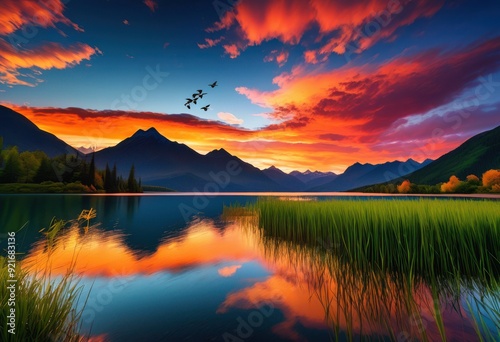 stunning sunrise sunset landscapes showcasing vibrant skies majestic nature beautiful scenery, sky, clouds, view, horizon, colors, beauty, lighting