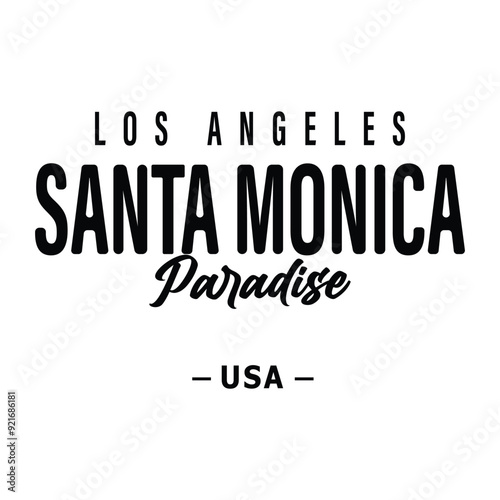 Vector santa monica text typography design for tshirt hoodie baseball cap jacket and other uses vector
