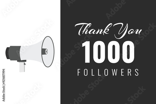 1000 OR 1k followers celebration. Thank you 1000 followers congratulation template banner. banner for social 1k friends and followers. celebrate subscribers and followers.
