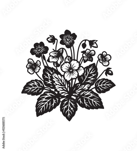 native violet vector style,silhouette vector,black and white color