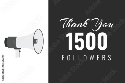 1500 OR 1.5k followers celebration. Thank you 1500 followers congratulation template banner. banner for social 1.5k friends and followers. celebrate subscribers and followers.
