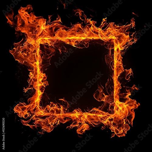 Wallpaper Mural Fiery orange flames form a square frame against a black background. Torontodigital.ca