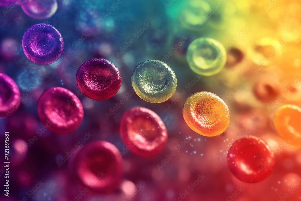 Dynamic scene of blood cells infused with vibrant LGBTQ colors showcasing unity and diversity Dynamic scene of blood cells infused with vibrant LGBTQ colors showcasing unity and diversity