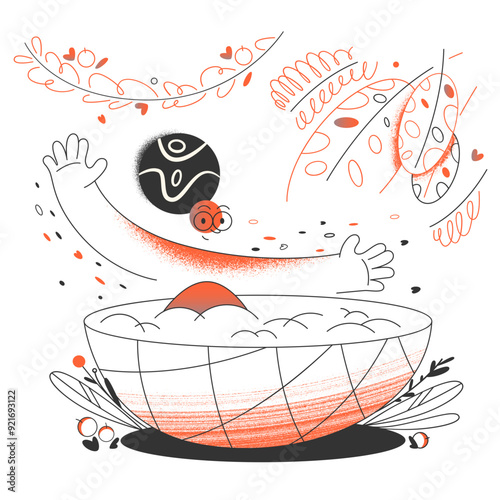 Woman sitting in hot tub and waving her hand
