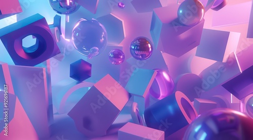 abstract multi colored visual effect with translucent layers, light purple and indigo, playful use of shapes photo