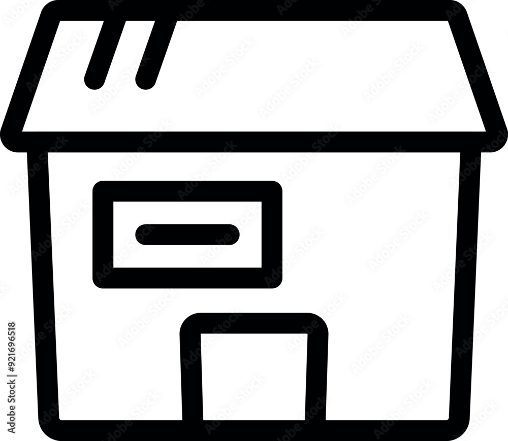 Line art icon of a simple storefront or office building facade, perfect for representing a place of business Line art icon of a simple storefront or office building facade, perfect for representing a place of business