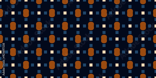 Weaving texture background round square shapes. Crisscross line shaped pattern small oval tiles design.  Scarf, dress, shirt textile fabric swatch. Easy to recolor all over print block. Vector graphic