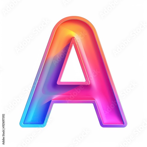 letter A with pink and blue gradient illustration on a white background