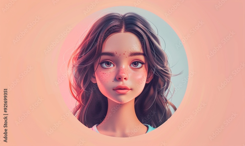Realistic cartoon human avatar simple beautiful concept on plain background ai generated Realistic cartoon human avatar simple beautiful concept on plain background ai generated