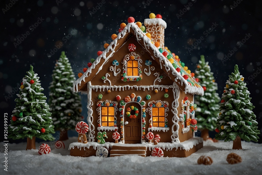 Gingerbread house and trees Gingerbread house and trees