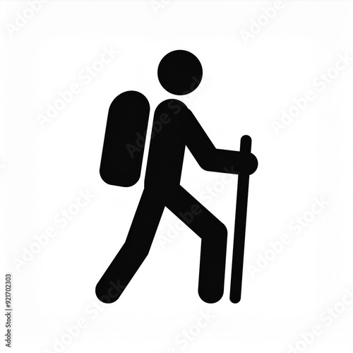 hiking black icon isolated on white